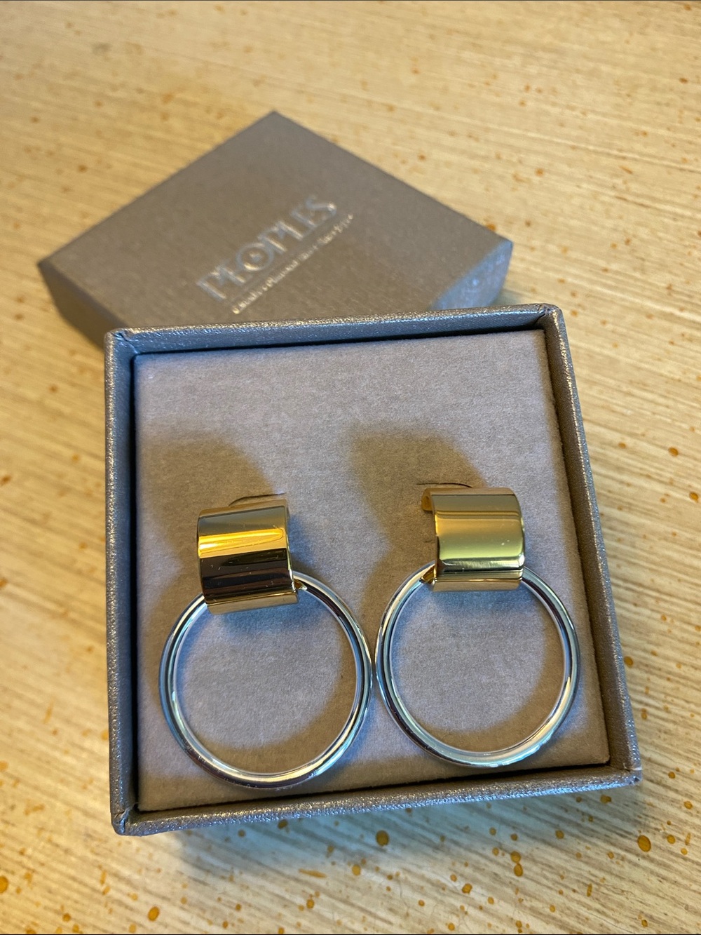 Peoples Jewelers J.B. Signed Two-Tone Drop Earrings
